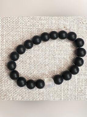 Matte Black Stone Stretch Bracelet